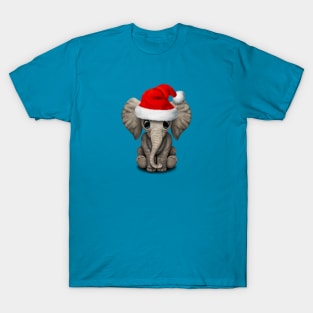 Baby Elephant Wearing a Santa Hat T-Shirt